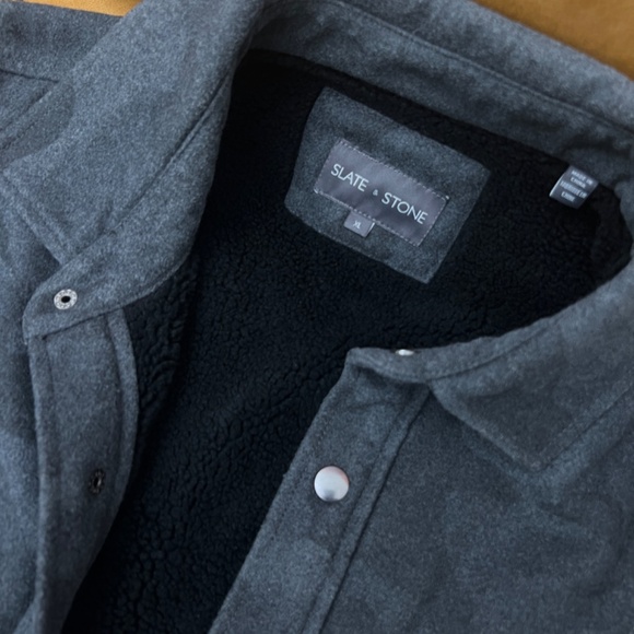 SLATE & STONE Camouflage Sherpa Snap Button Coat - Picture 4 of 5